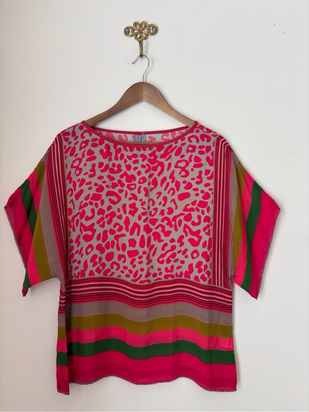 Bl^nk London Alinta Leopard Print Dolman Sleeved Blouse Small